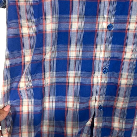 Mountain Hardwear Blue Plaid Collared Short Sleeve Button Down Shirt Men Sz M - Picture 6 of 8